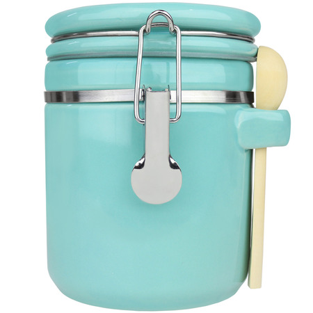 BLUE DONUTS 33oz Ceramic Airtight Food Storage Canister with Spoon, Turquoise BD3928640